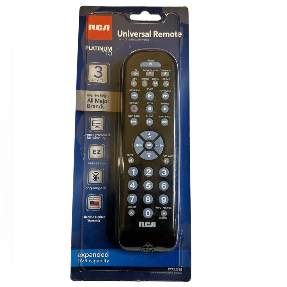 RCA 3 Device Universal Remote Control Platinum Pro, Easy Setup, Long Range IR